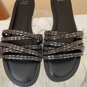 A New Day Black Strappy Beaded Sandals